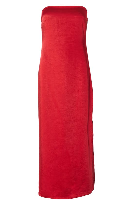 Shop Nasty Gal Strapless Satin Maxi Dress In Red
