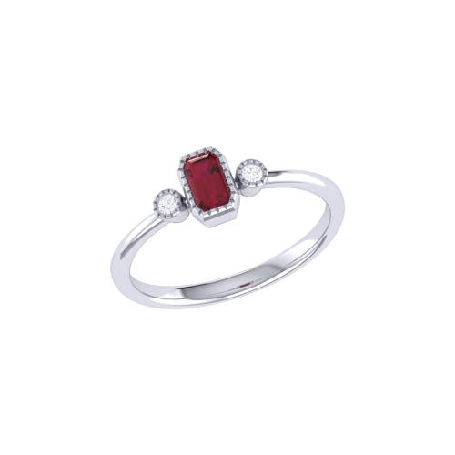 Shop Luvmyjewelry Emerald Cut Ruby & Diamond Birthstone Ring In White Gold