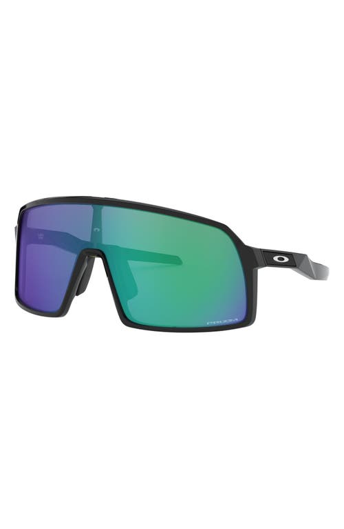 Shop Oakley Sutro Prizm 124mm Shield Sunglasses In Polished Black/prizm Jade