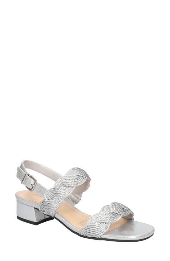 Easy Street Charee Block Heel Sandal In Silver Woven