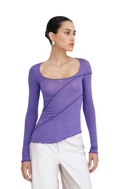 Shop Marcella Melody Ruffle Seam Semisheer Jersey Top In Purple