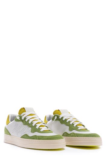 P448 Bali Low Top Sneaker (men)<br /> In White/green