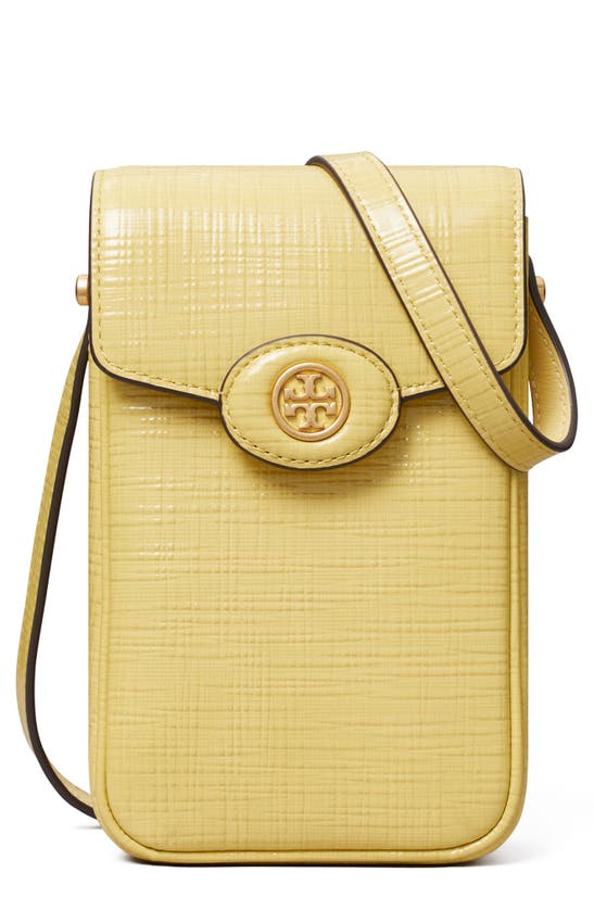 Tory Burch Robinson Leather Phone Crossbody Bag In Butter Mint