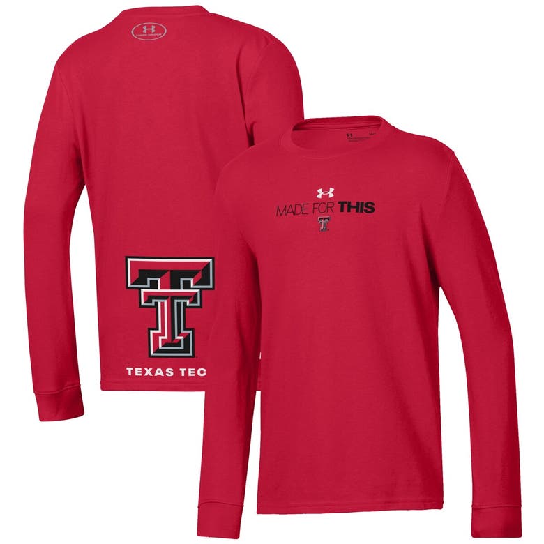 Under Armour Kids' Youth   Red Texas Tech Red Raiders 2024 On-court Bench Unity Performance Long Sleeve T-s