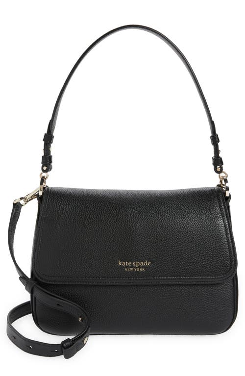 Kate Spade New York hudson pebble leather medium convertible shoulder bag in Black at Nordstrom