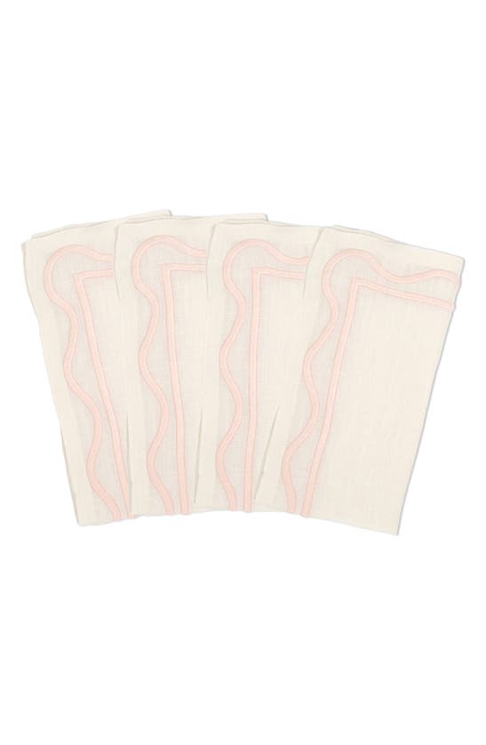 Misette Colorblock Linen Four-piece Napkin Set In Color Block Pink