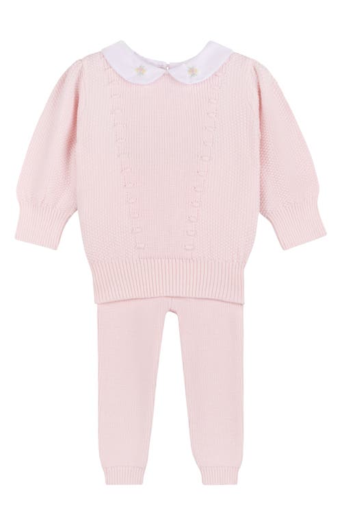 Shop Feltman Brothers Peter Pan Collar Cotton Sweater & Pants Set In Pink