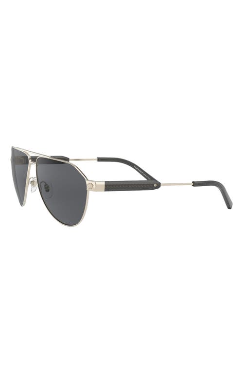 Shop Versace 62mm Oversize Aviator Sunglasses In Gold/grey Solid