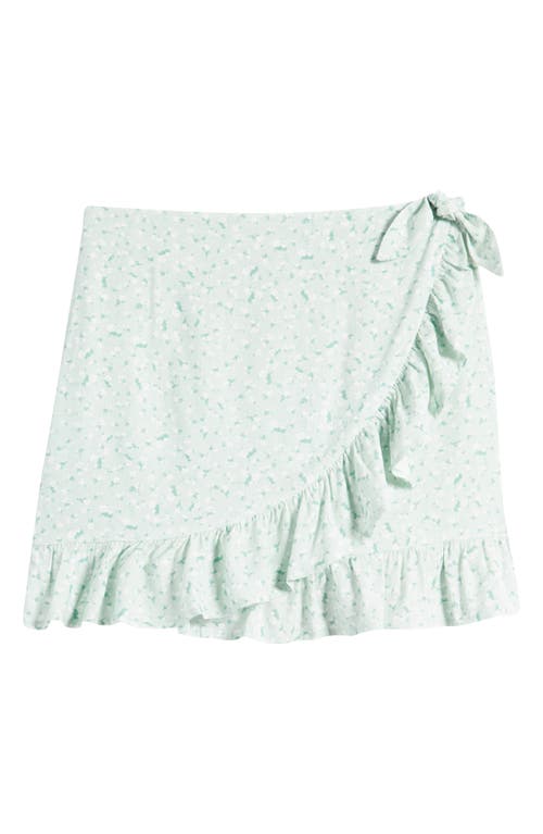 Shop Nordstrom Kids' Wrap Front Skort In Green Subtle Soft Blossoms