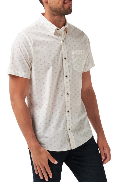 Shop Travismathew On Point Short Sleeve Stretch Button-up Shirt In Vanilla Ice