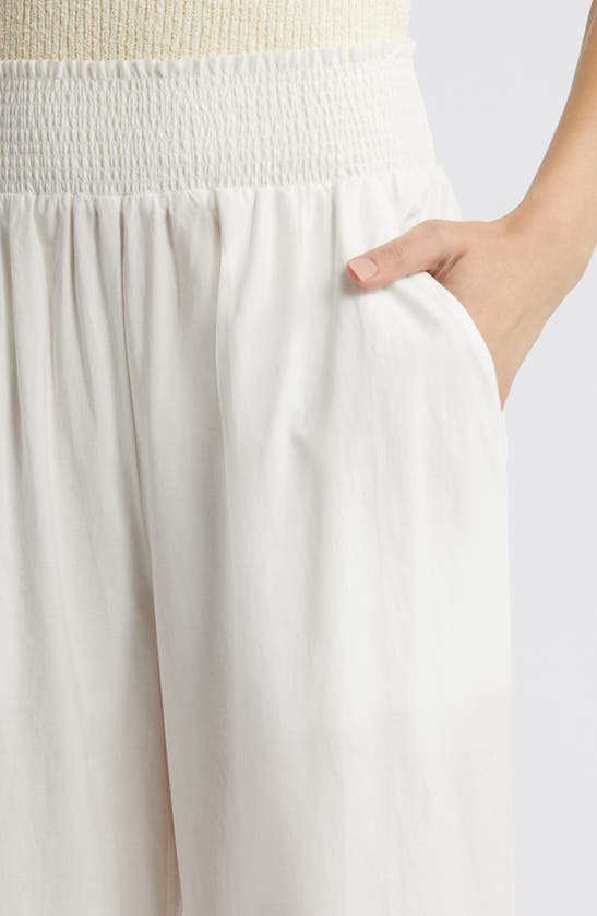 Shop Rails Henrik Smock Waist Lace Trim Cotton Wide Leg Pants In White