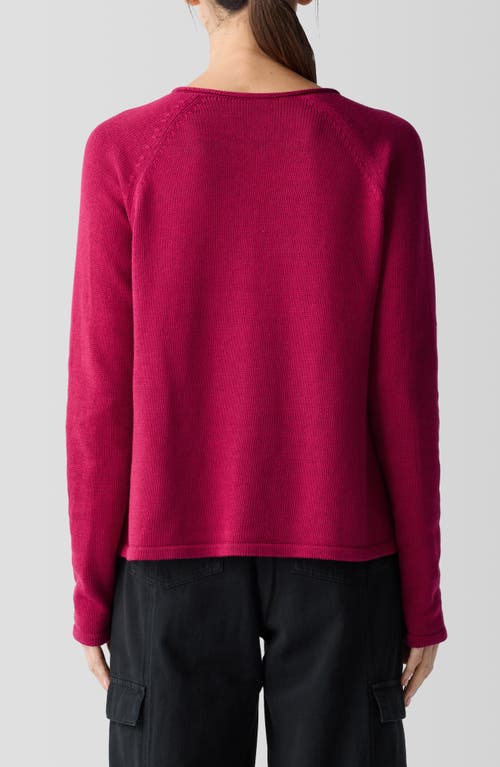 Eileen Fisher Raglan Sleeve Organic Cotton Blend Sweater In Azalea