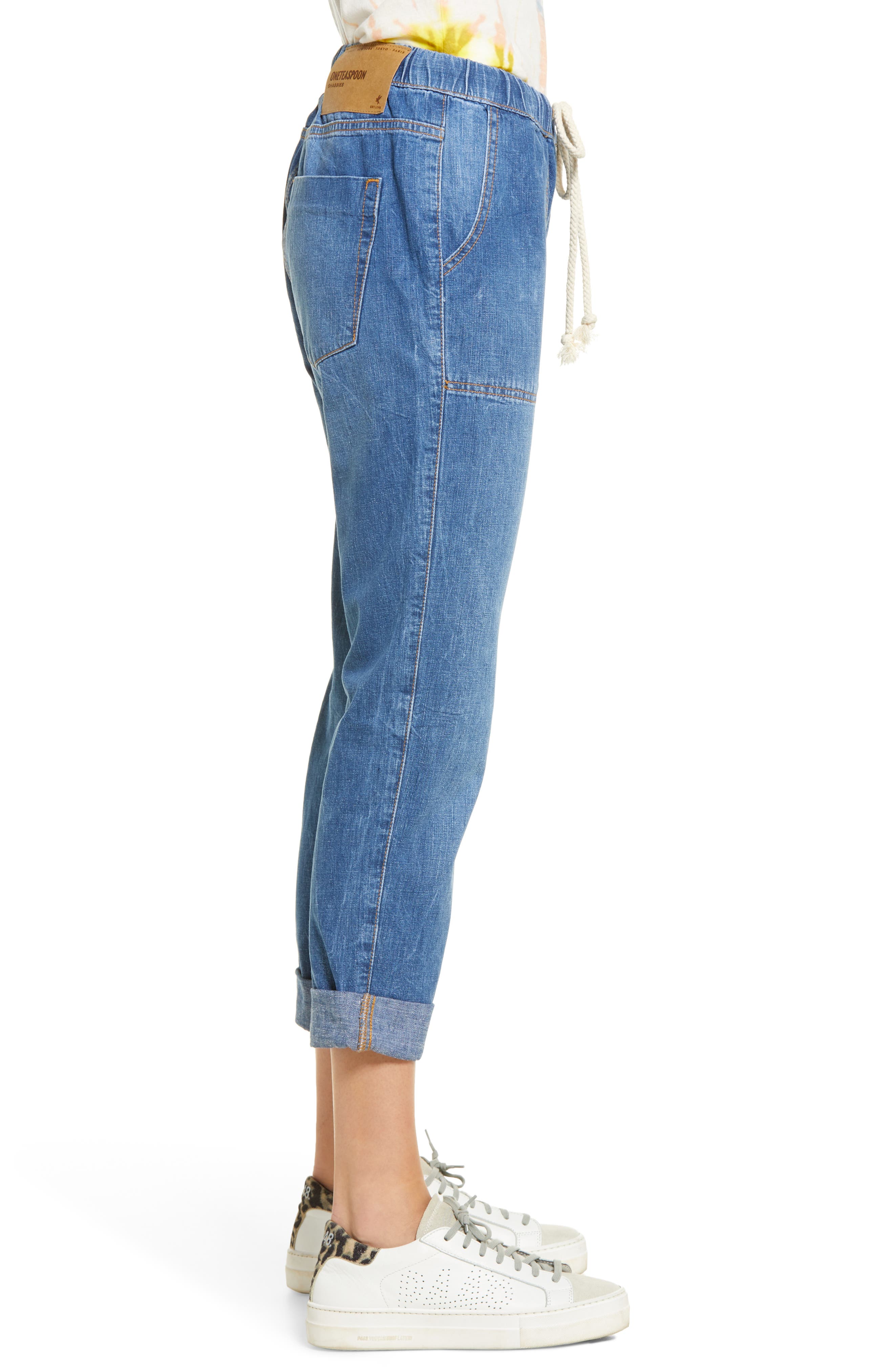 Shabbies Drawstring Tapered Jeans in Resort Blue at Nordstrom Nordstrom Women Clothing Jeans Tapered Jeans 