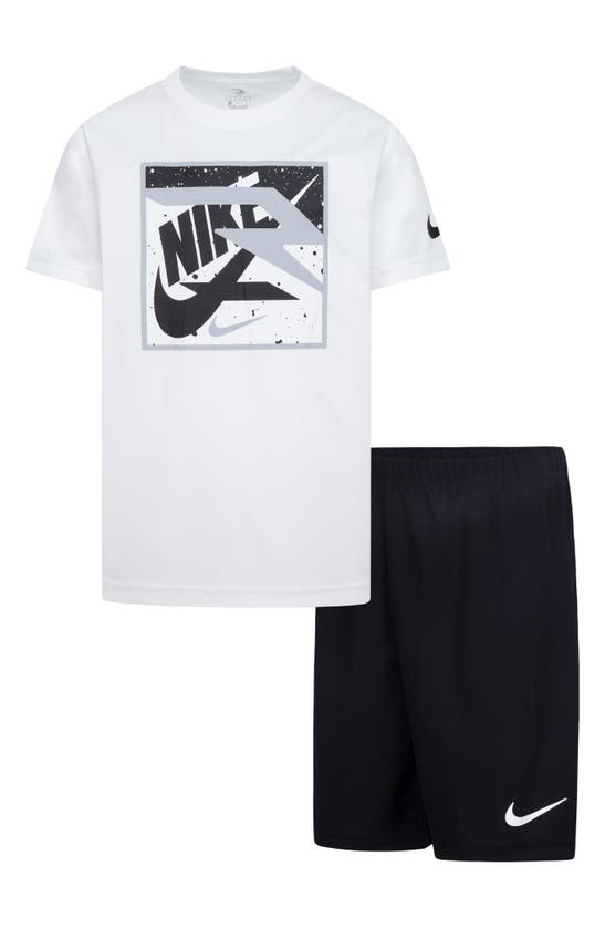 Shop 3 Brand Kids' Dri-fit T-shirt & Shorts Set In White