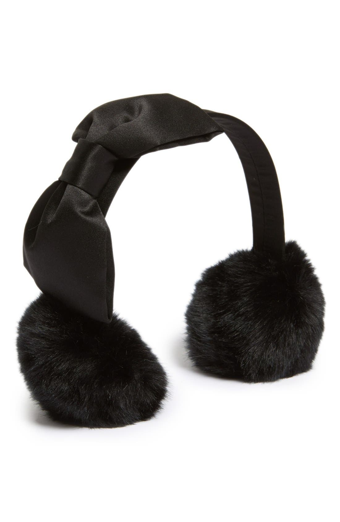 kate spade new york bow embellished faux fur earmuffs (Girls) Nordstrom