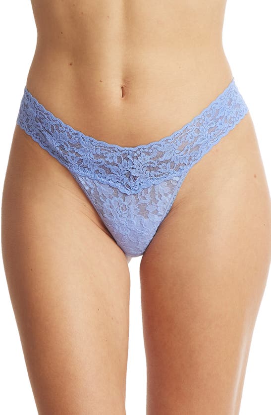 Shop Hanky Panky Signature Lace Low Rise Thong In Cool Water Blue
