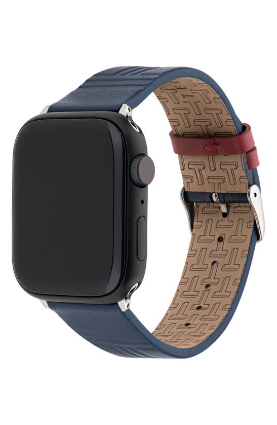 Shop Ted Baker Leather 22mm Apple Watch® Watchband In Blue