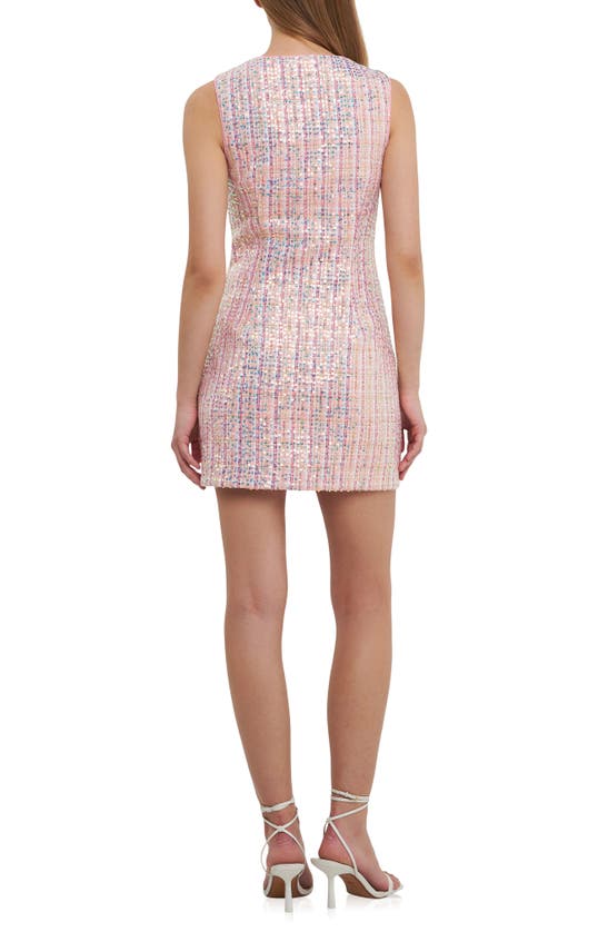 Shop Endless Rose Sequin Tweed Minidress In Pink