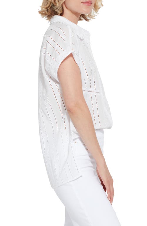 Shop Lyssé Cornet Short Sleeve Cotton Eyelet Button-up Shirt In White