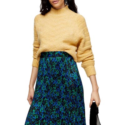 Topshop Chevron Crop Sweater, Yellow