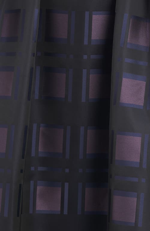 Kay Unger Isla Plaid Pleated Belted Cocktail Dress In Black/night Blue