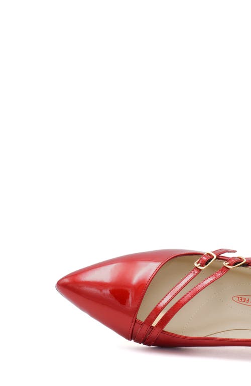 Amalfi By Rangoni Alfa Pointed Toe Kitten Heel Pump In Red Patent Pearl