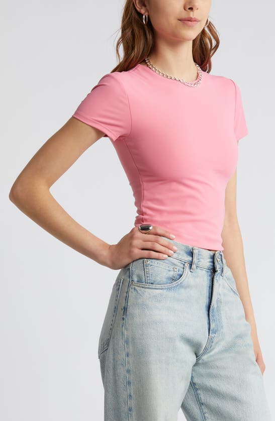 Shop Open Edit Smooth Edit Short Sleeve Top In Pink Ginger