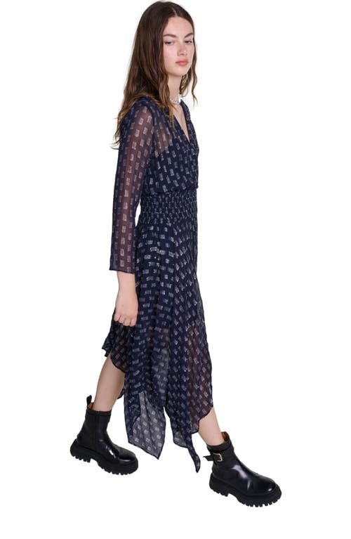 Shop Maje Asymmetrical Floral Maxi Dress In Navy