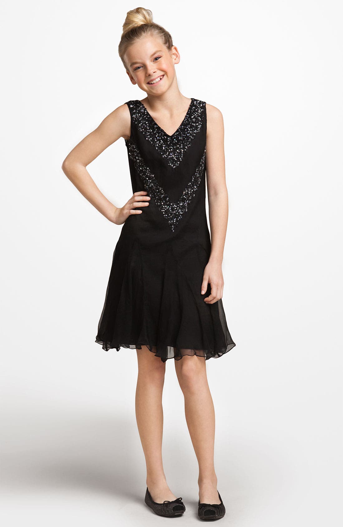 BLUSH by Us Angels Double VNeck Dress (Big Girls) Nordstrom