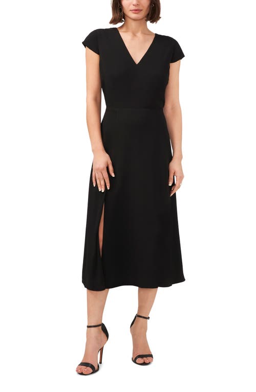 halogen(r) V-Neck Cutout Midi Dress in Rich Black