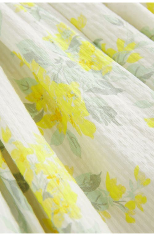 Laura Ashley Apple Blossom Print Seersucker Dress In Yellow
