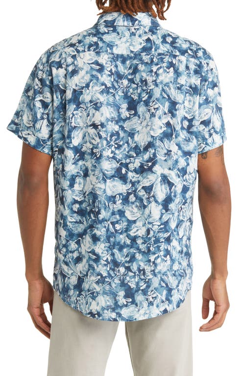 Rodd & Gunn Mount Hutt Sports Fit Floral Short Sleeve Linen Button-up Shirt In Dark Teal