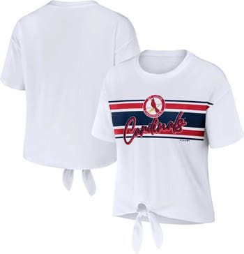 Women's Wear by Erin Andrews White St. Louis Cardinals Front Tie T-Shirt Size: Extra Large