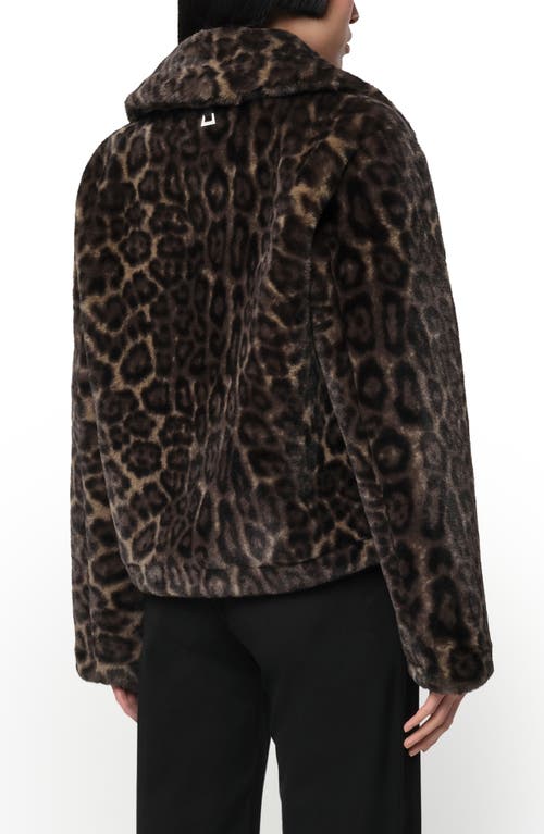 Shop Apparis Dahlia Leopard Recycled Polyester Pluche™ Faux Fur Biker Jacket In Dark Leopard