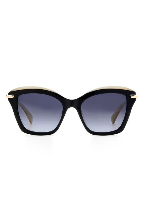 53mm Cat Eye Sunglasses in Black Beige/Grey Shaded