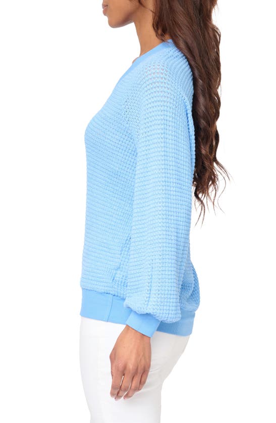 Gibsonlook Courtside Open Stitch Sweater In Cornflower Blue