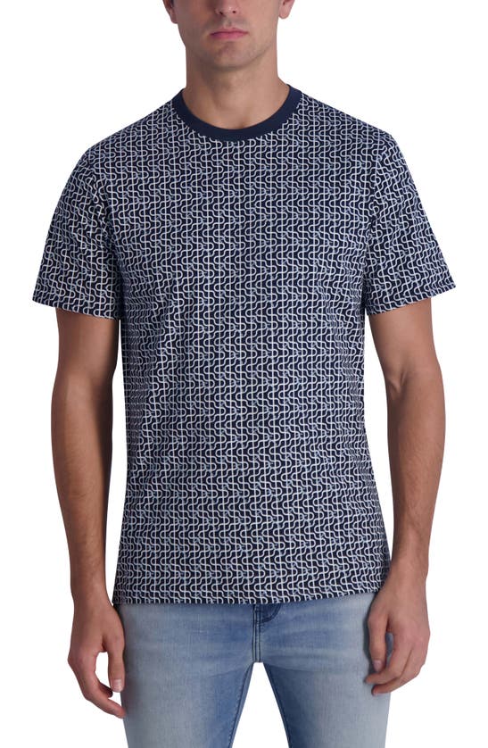 Shop Karl Lagerfeld Paris Wavy Print Short Sleeve T-shirt In Navy
