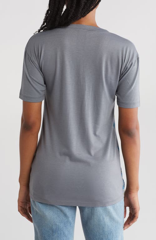 Go Couture Deep V-neck Boyfriend T-shirt In Blue Cornflowers