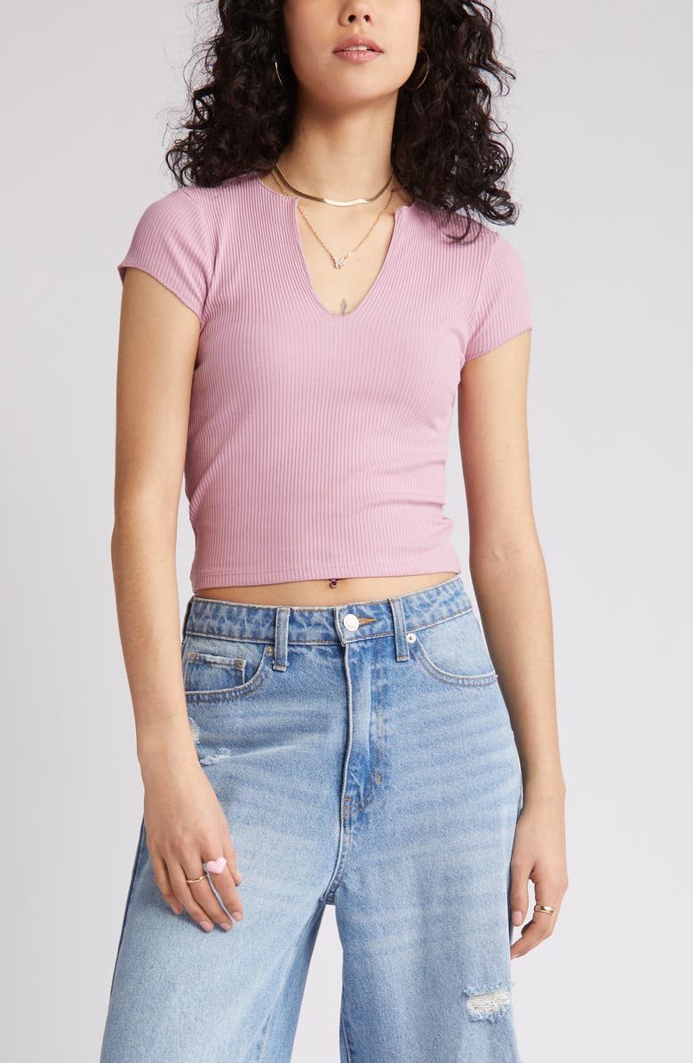 Bdg Urban Outfitters Nola Notch Neck Stretch Cotton Crop Top Nordstromrack 