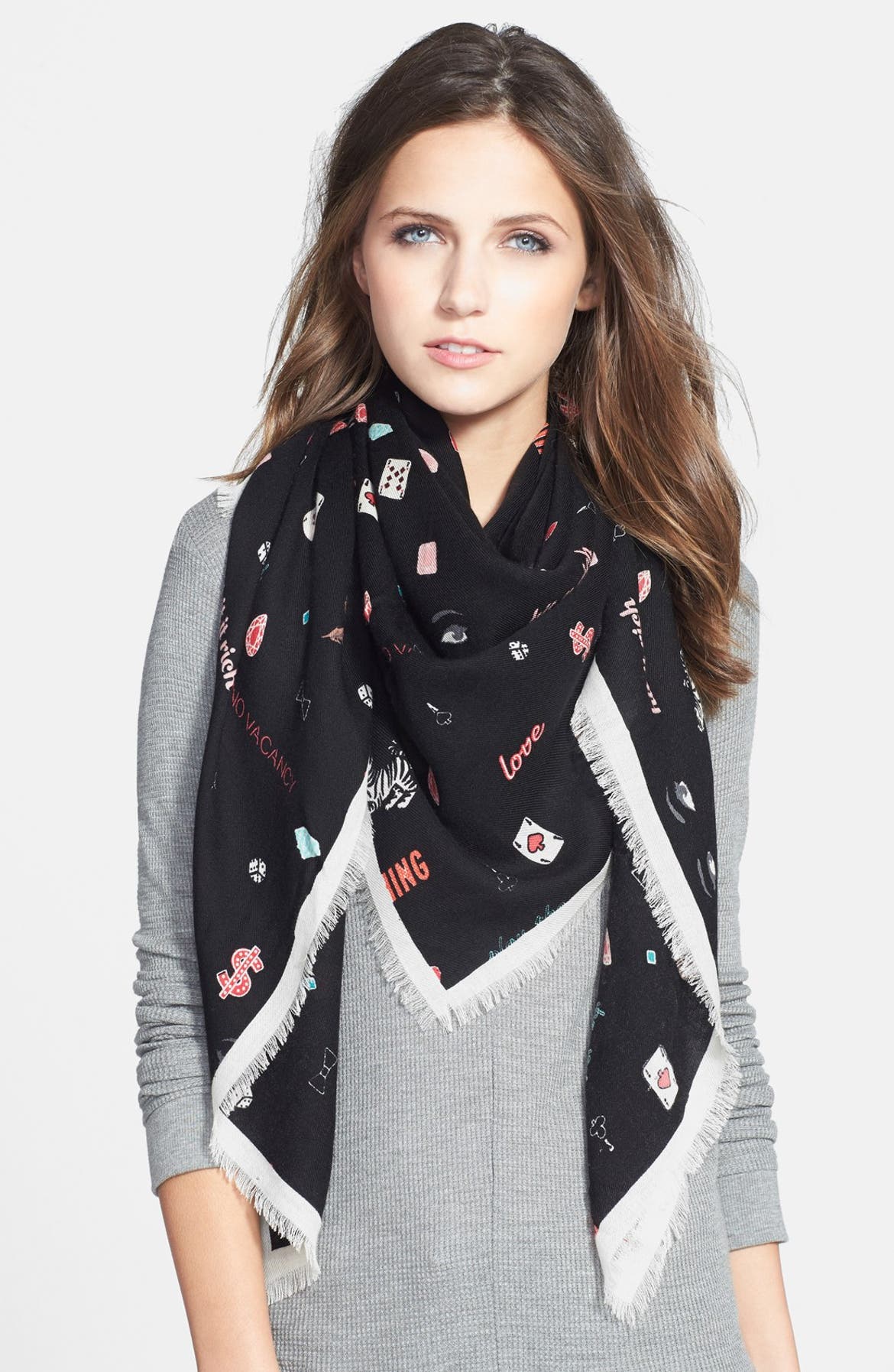 kate spade new york 'las vegas icon' square wool scarf Nordstrom
