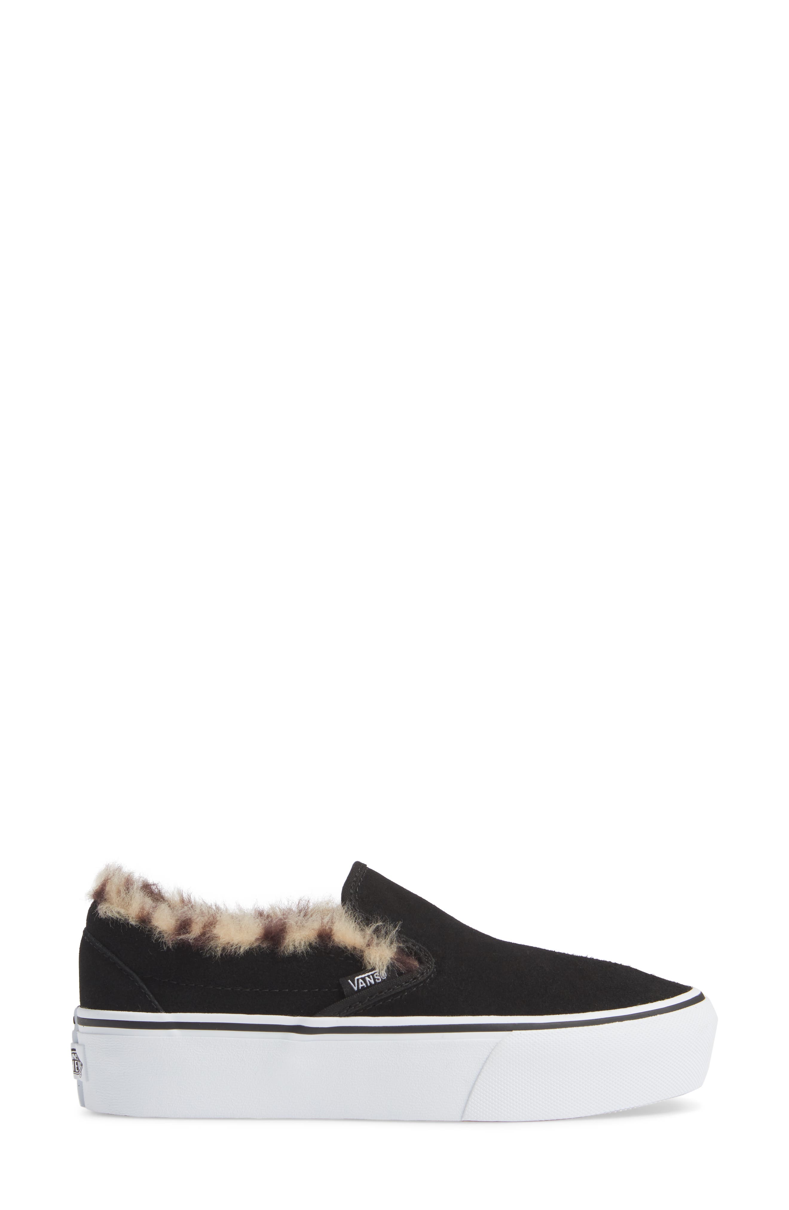 Vans Suede Slip-On Platform Fur Black Shoes - Black - 10