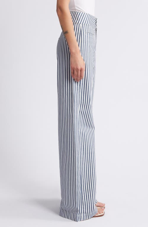 Shop Frame Tailored Wide Leg Pants In Seaport Stripe