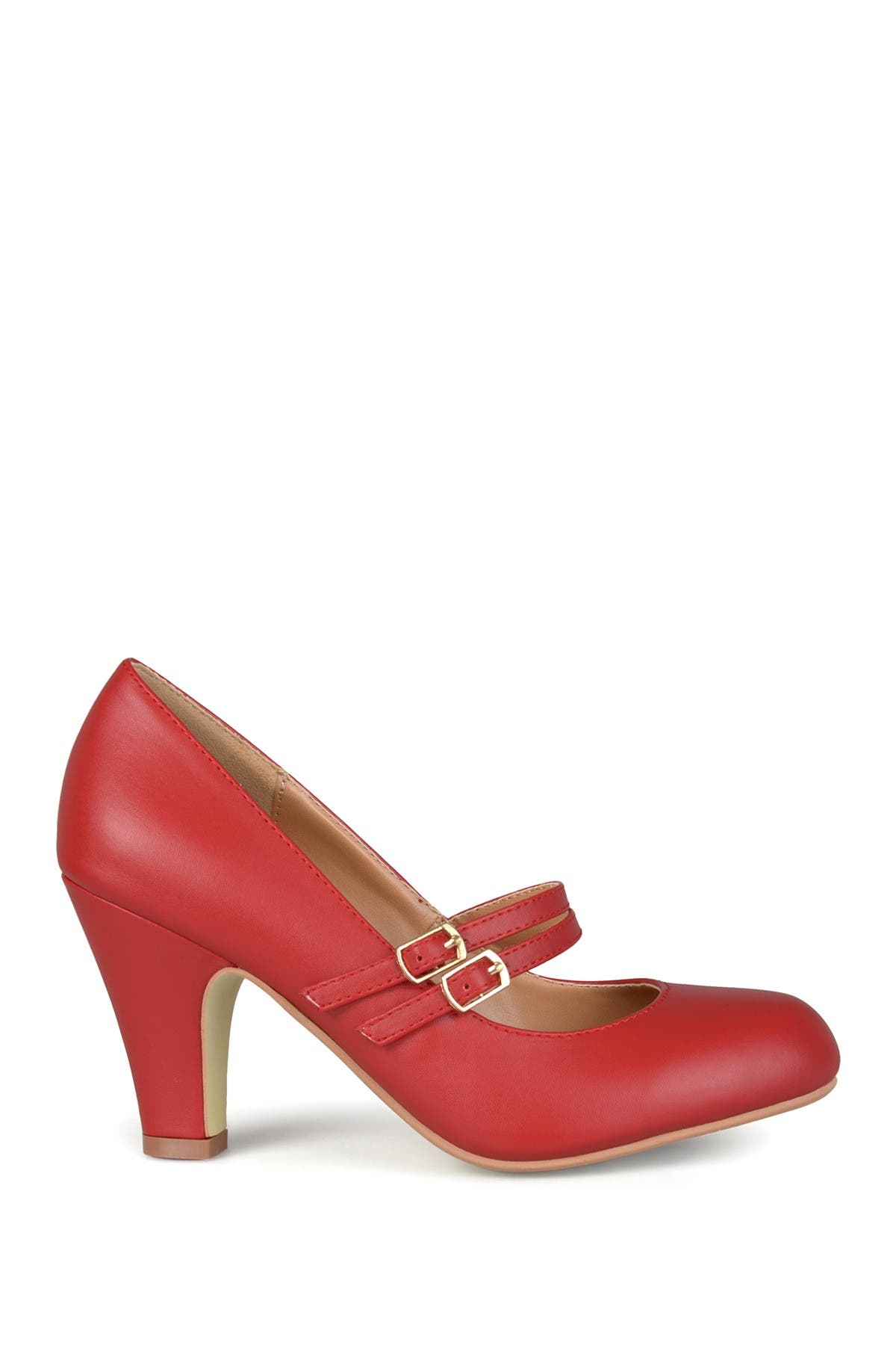 Journee Collection Womens Windy Double Strap Round Toe Block Heel Mary Jane Pumps In Red