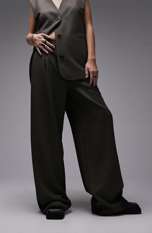 Tailored Wide Leg Pants in Brown