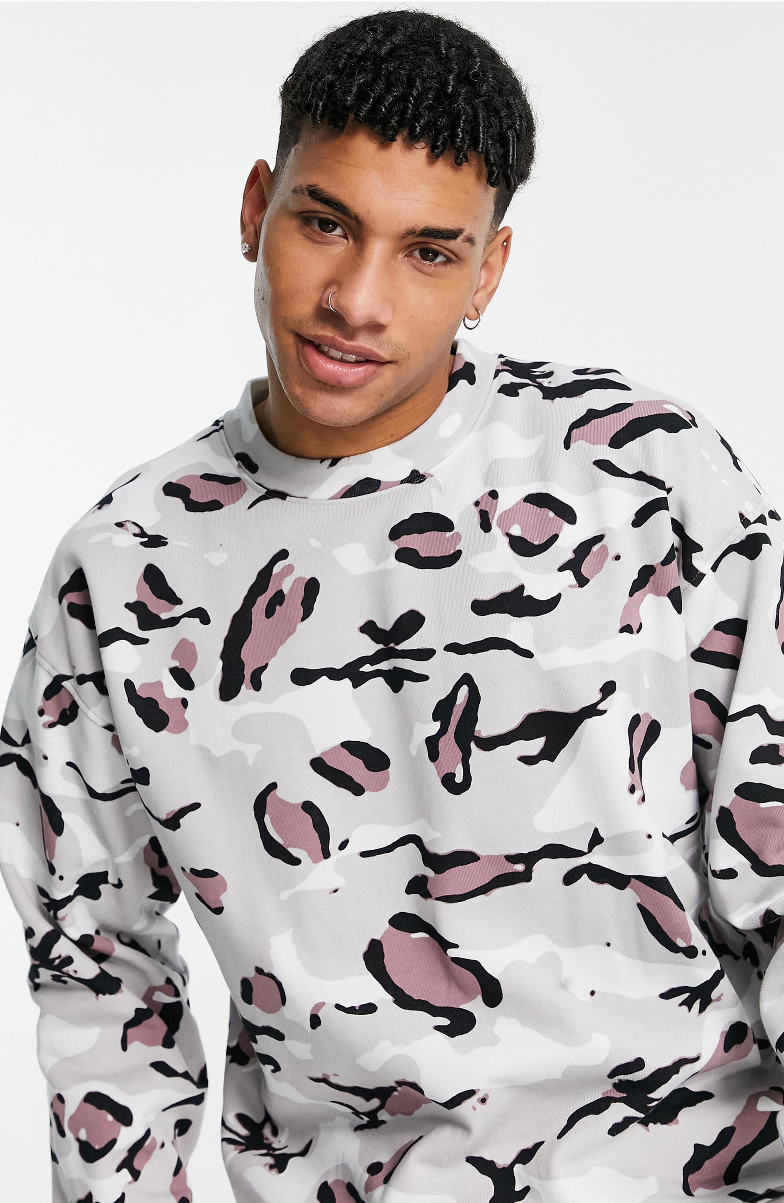 Topman Oversize Leopard Print Crewneck 