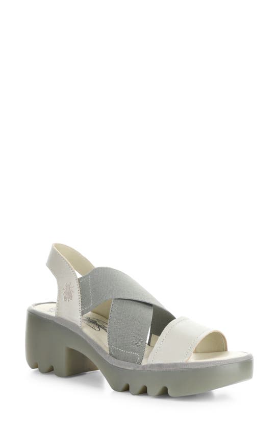 Shop Fly London Taji Platform Slingback Sandal In Silver Borgogna