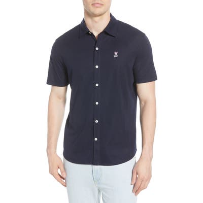 Psycho Bunny Oxford Short Sleeve Pima Cotton Button-Up Shirt