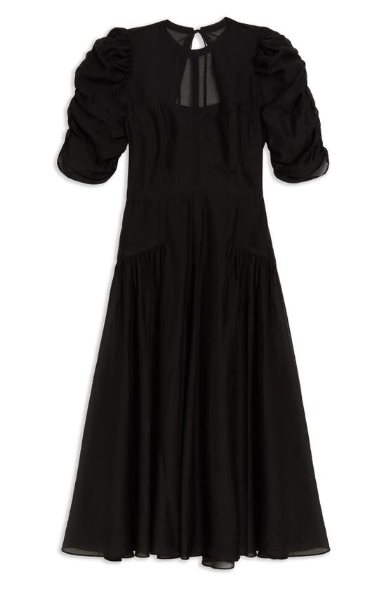 Shop Ted Baker Tatsu Puff Sleeve Midi Dress In Black