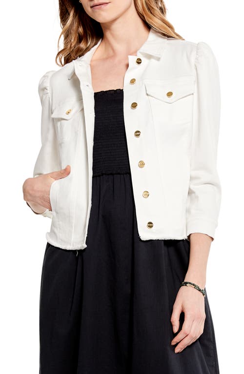 NIC+ZOE Femme Sleeve Crop Denim Jacket in Paper White