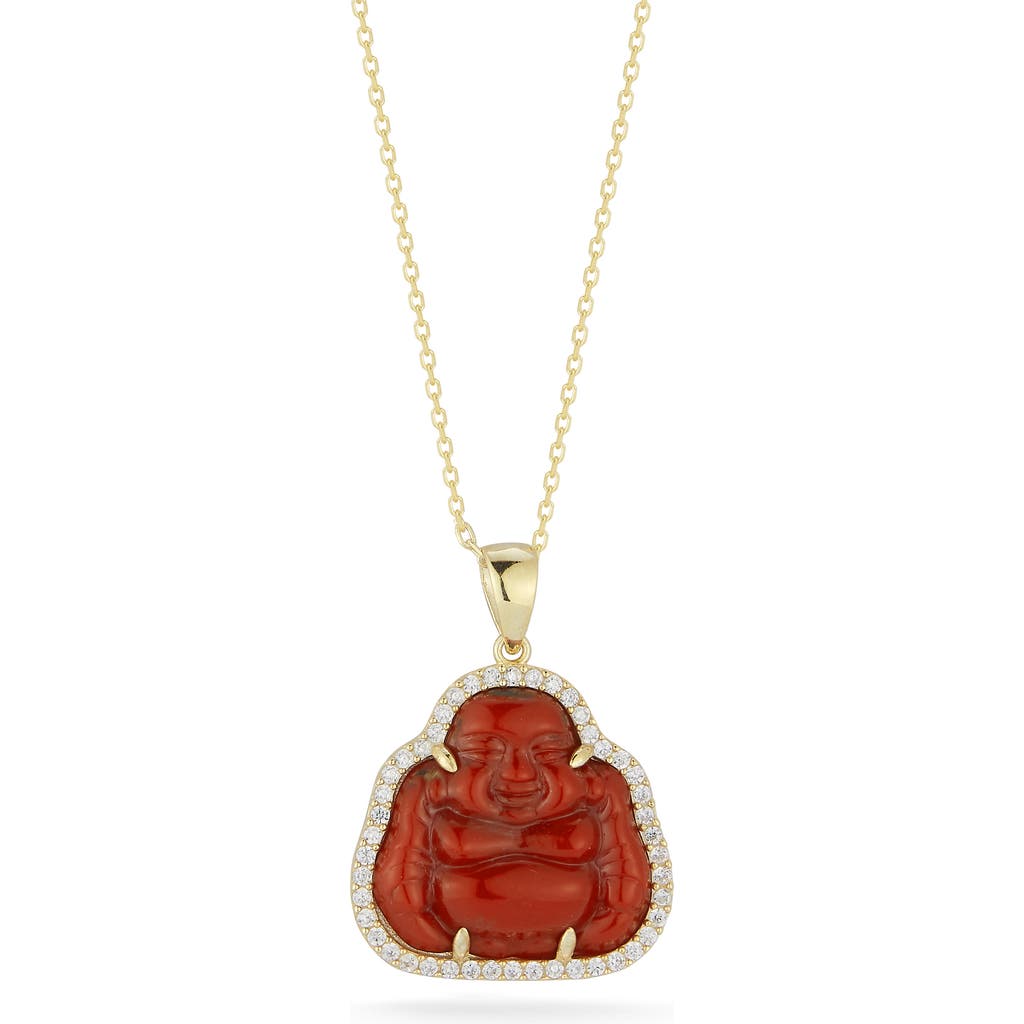 Sphera Milano Buddha Pendant Necklace In Gold/red